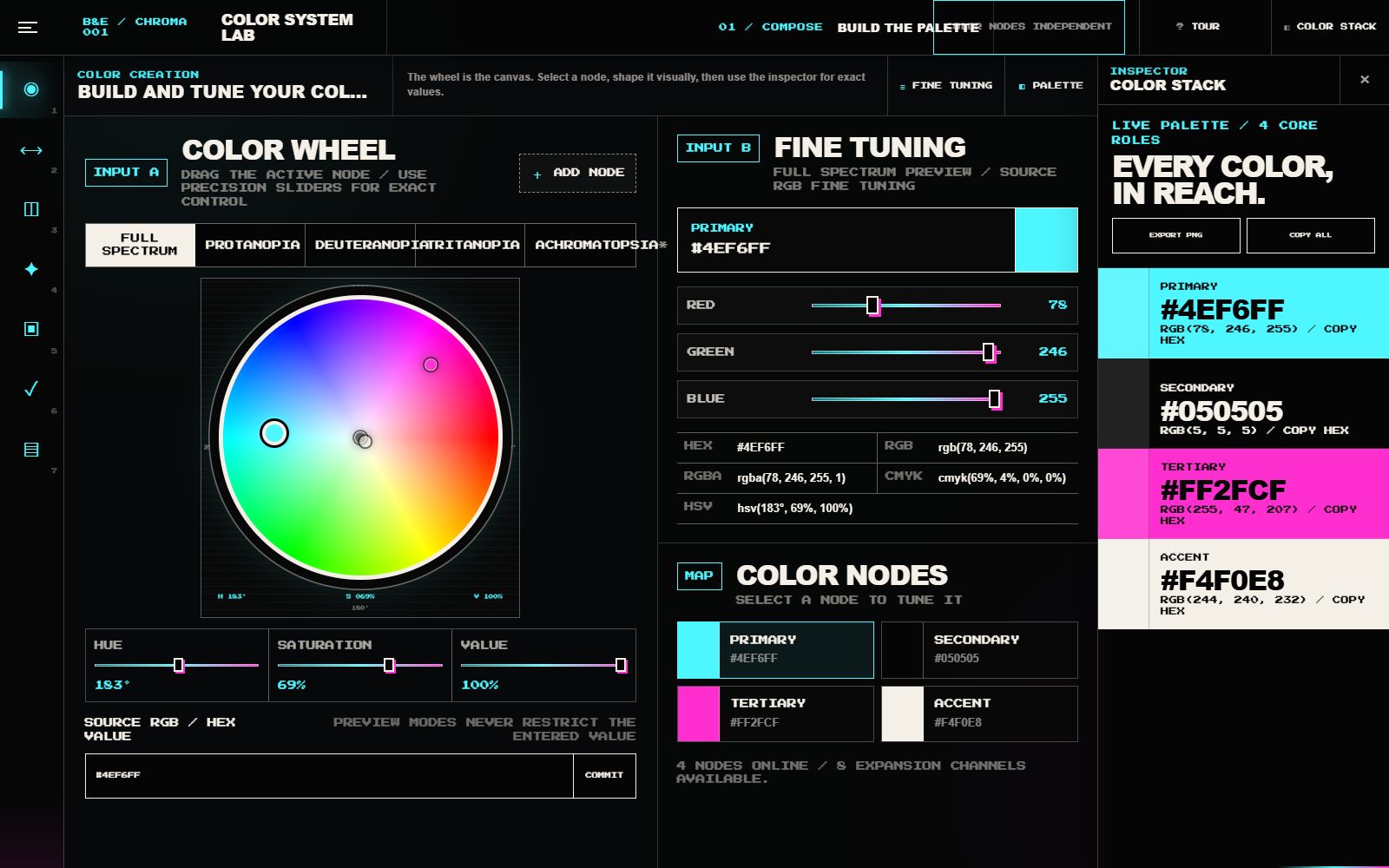 Chroma's compose workspace shaping a four-color palette